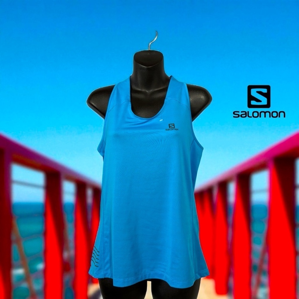 NWOT, Salomon, Sense Aero Singlet GFX Running Tank Top, Medium, Blue 🏃‍♀️‍➡️